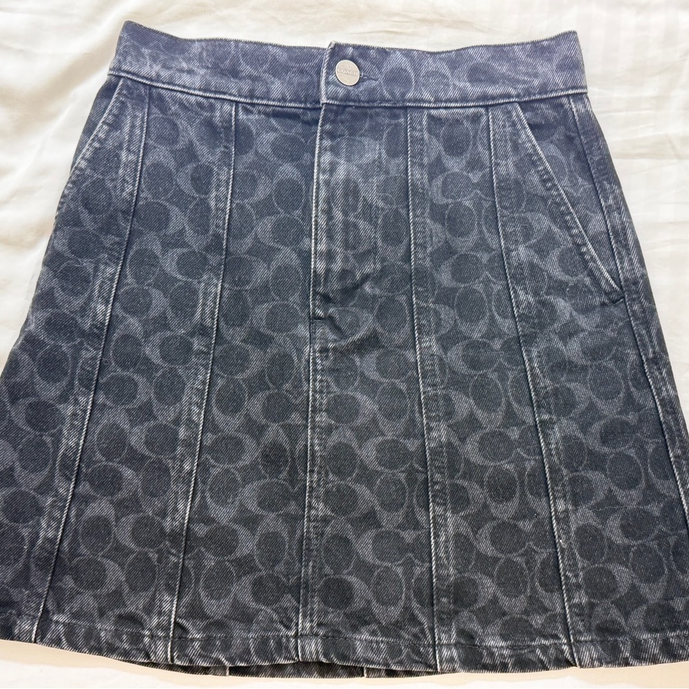 Coach Signature Denim Mini Skirt XS Y2K Monogram